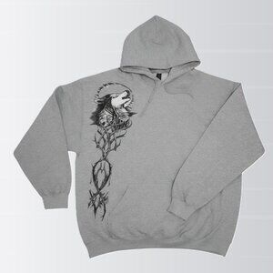 Graphic Hoodie Wolf Howling Moon-Tribal Thorn Design Sweatshirt Men's